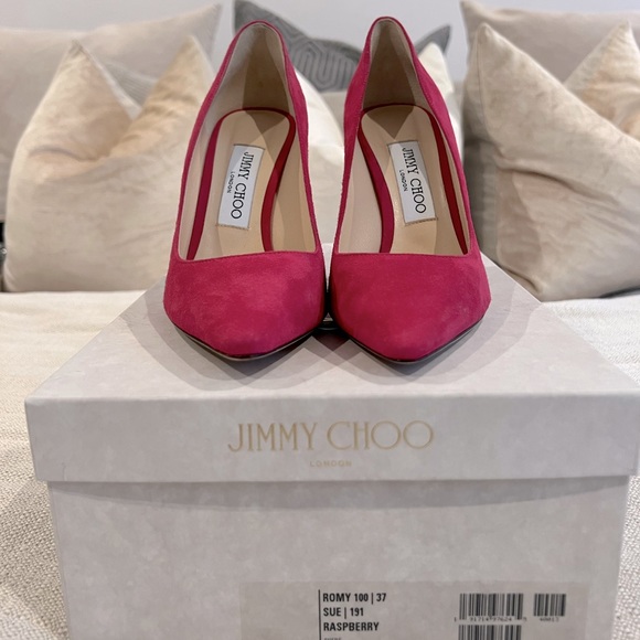 NWT Jimmy Choo Romy 100 Raspberry Suede - Picture 5 of 5